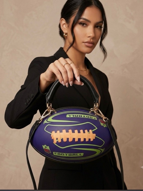 Calessa Handbags - CALEESA Novelty Football Shaped Shoulder Bag NWT Sports Fan Crossbody Purse Blue